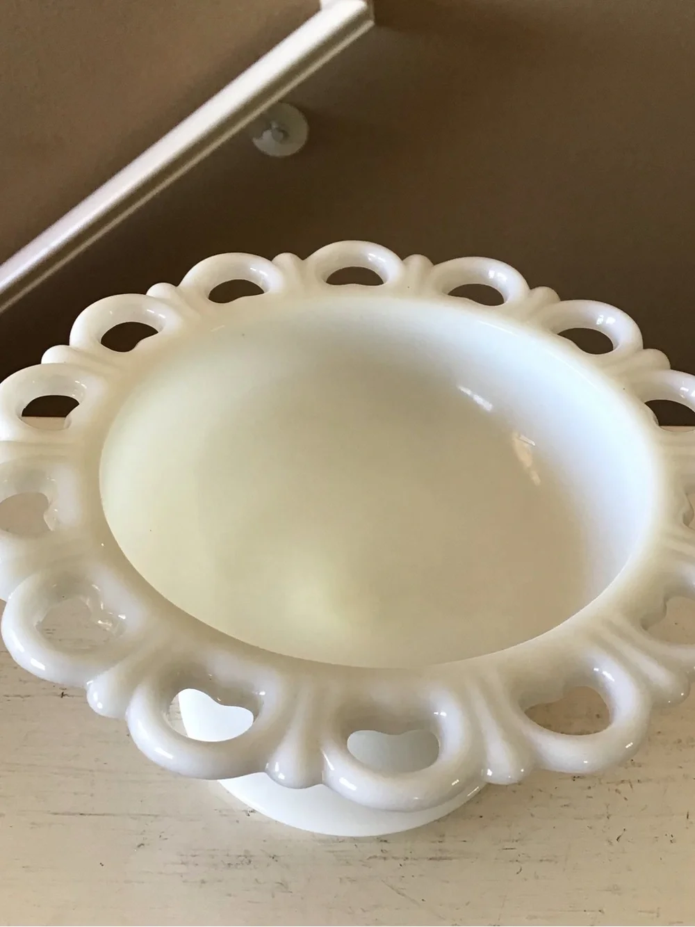 Vintage Anchor Hocking Milk Glass Pedestal Dish